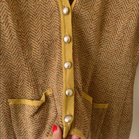 Women's Tan Sweater with Yellow Accents - Picture 2 of 2